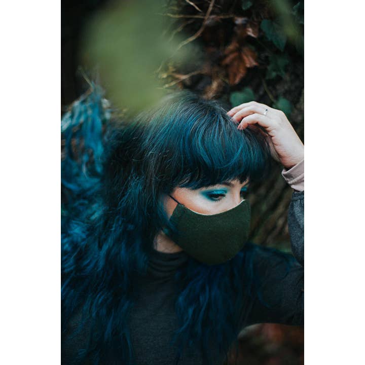 Costurero Real - Vente Masque/visière de protection pour le visage - Masque facial vert foncé filtre de poche en tissu lavable réutilisable