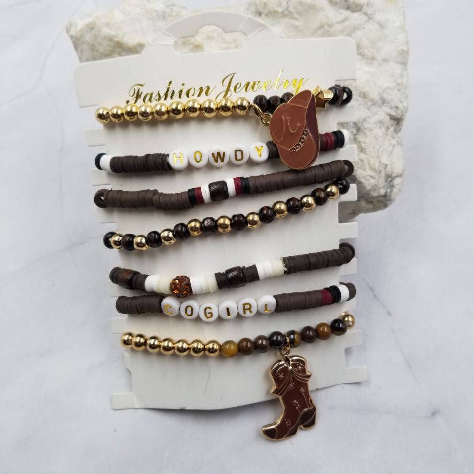 The Pretty Jewellery - Vendita all'ingrosso Parure di gioielli - Braccialetto con Perline Heishi Cappello e Stivale HOWDY COWGIRL1
