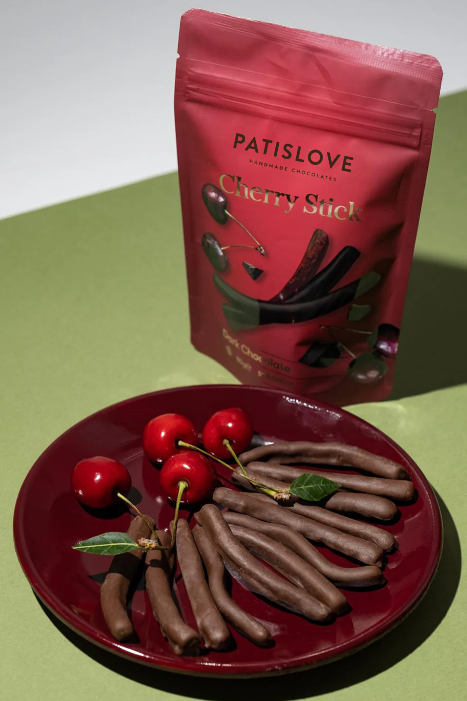 Patislove - Wholesale Chocolate Covered Sweets - Cherry Stick Dark Chocolate, 80G7