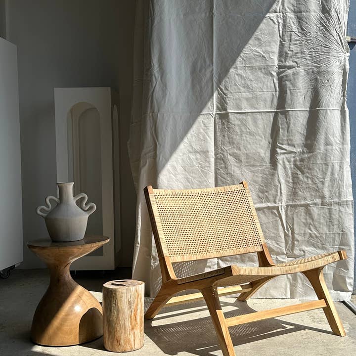 Office Objets - Wholesale Chair - Reclined chair in natural wood and woven rattan76