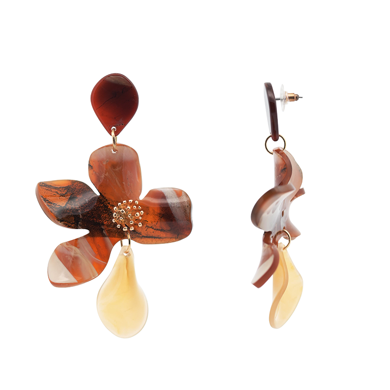 AMORINO SRL - Wholesale Dangle Earrings - DANGLING EARRINGS WITH ACRYLIC FLOWER - FT2476B6295