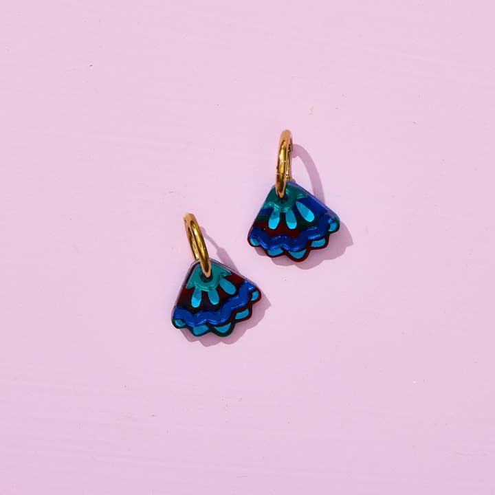 Martha Jean - Wholesale Dangle Earrings - Frill Pod Earrings - Blue Watercolour2
