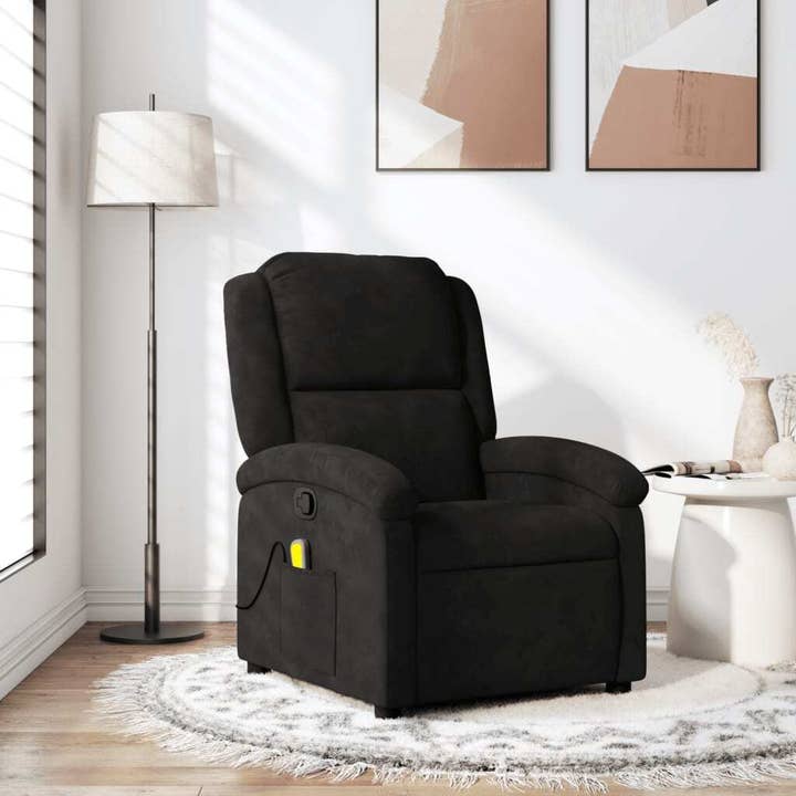 Fauteuil de Massage Inclinable Velours Noir Simple Accoudoirs Réglables pour la vente par American Smart