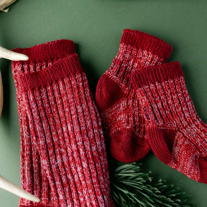 Chunky Knit Socks: Ribbon Red- ADULT for wholesale by Little Millers