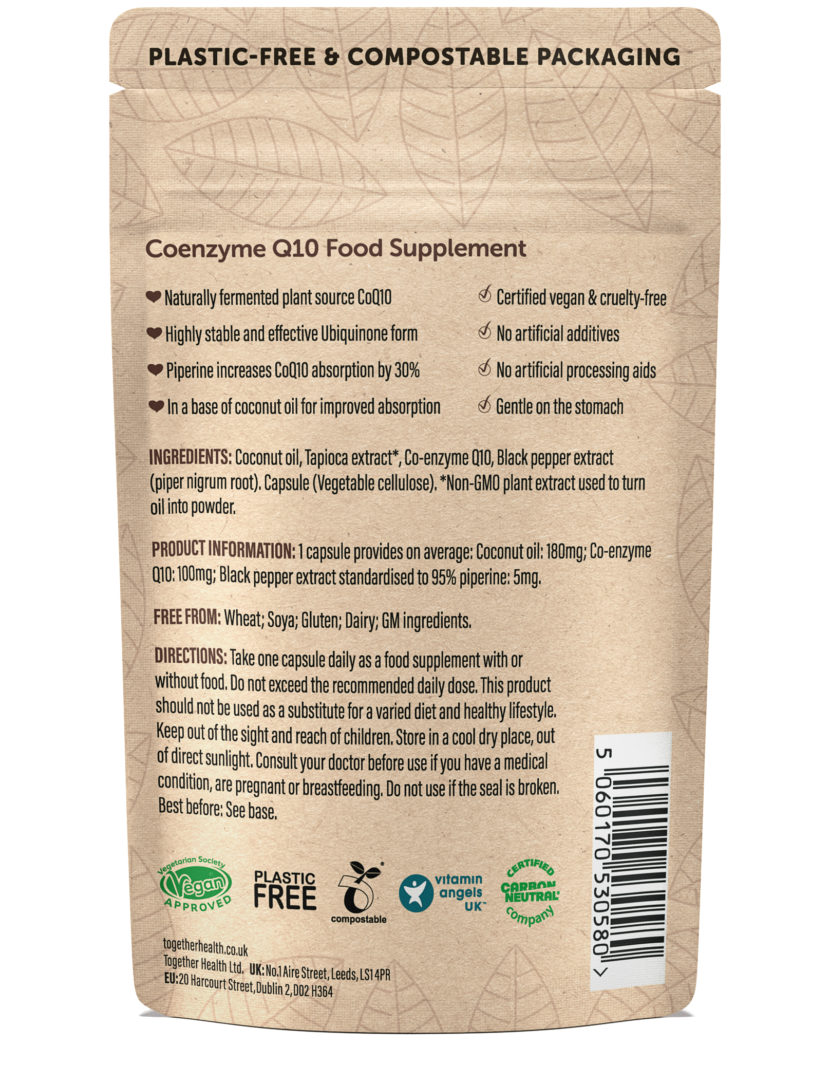 Together Health – Suplemento/vitamina oral por atacado – Coenzima Q10 — Suplemento CoQ10 — 30 Cápsulas1