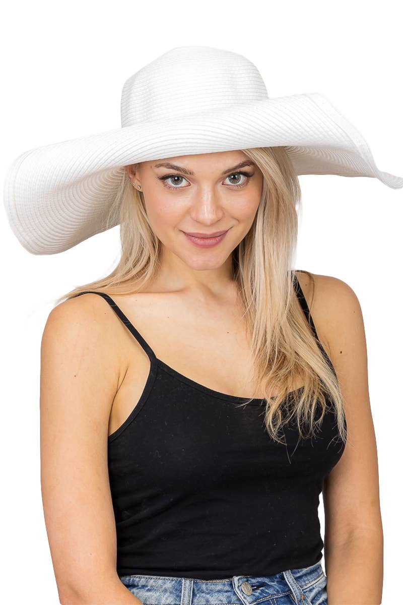 Cap Zone - Wholesale Straw Hat - Women's - Wire Brim Straw Beach Sun Hat57