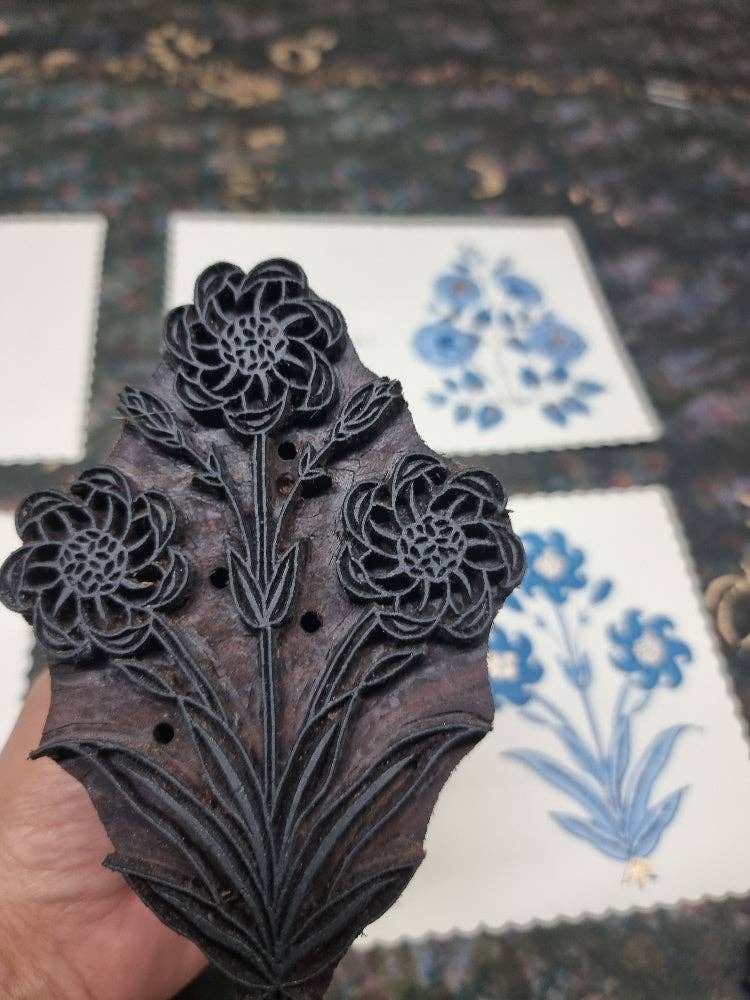 Paper Mirchi – wholesale Everyday greeting card – Hand Block Printed Greeting Card - Nargis Sapphire5