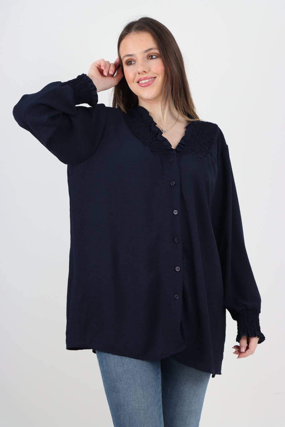 Miss Bold – wholesale Tunic – Women’s – Italian Shirred V Neck Long Sleeve Tunic Top21