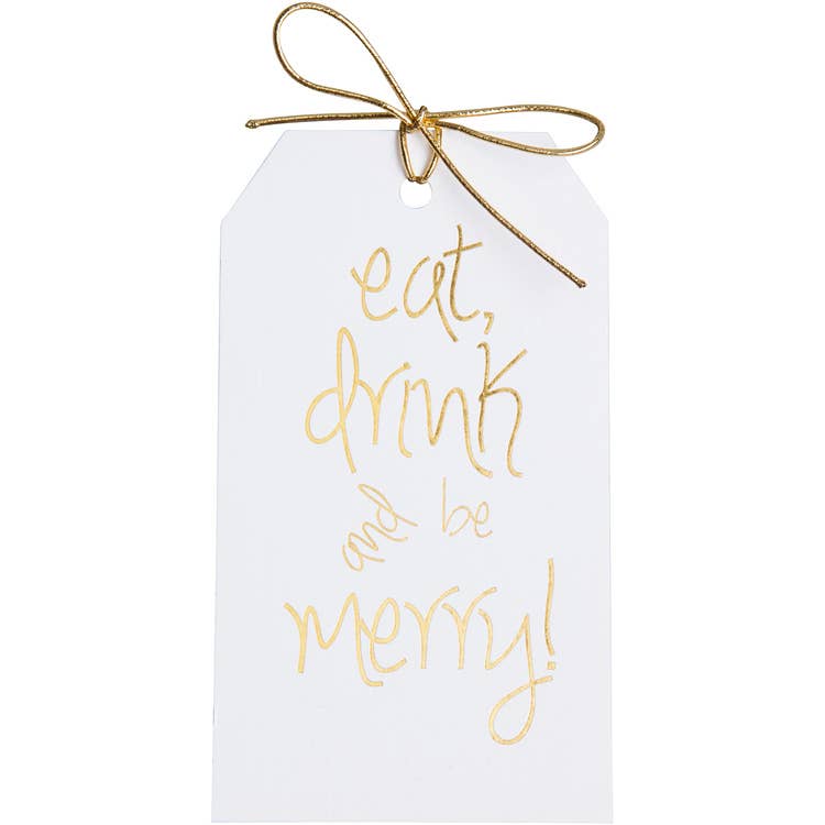 WowWordZ - Wholesale Gift Tag - Eat Drink & Be Merry Gift Tags – Gold Foil, Set of 101