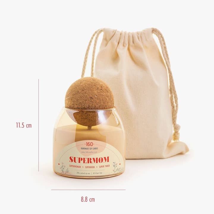 160candles.com - Wholesale Jar/Filled Candle - Supermom Soy Candle With Cork Ball Lid 240g2
