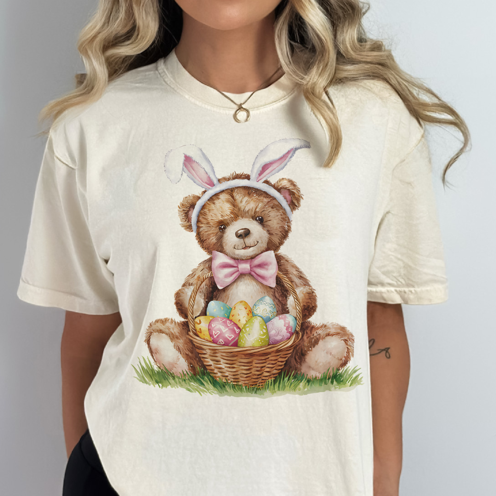Par.tees by Party On! – wholesale T-shirt (graphic) – women's – Easter Bunny Teddy Bear Rabbit Spring Vintage Graphic Tee1