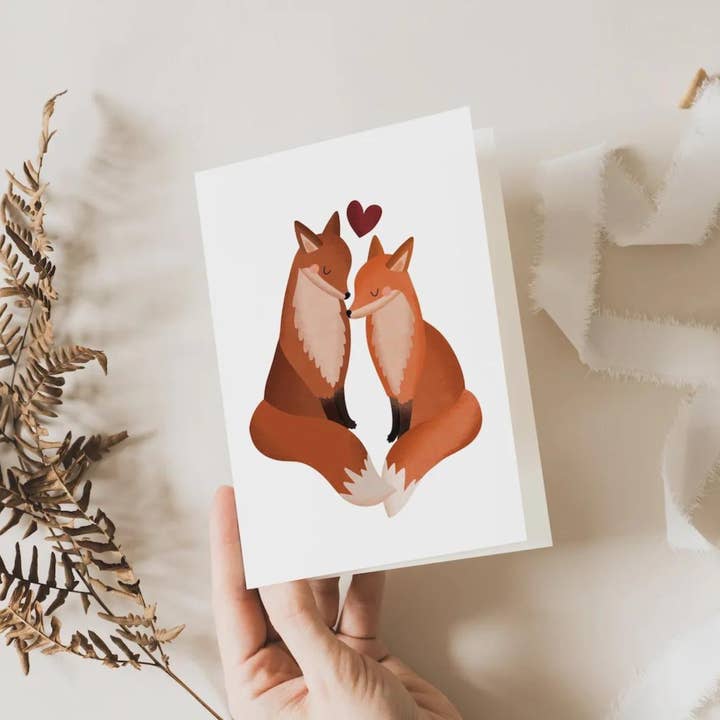 Tilda&Theo - Wholesale Love Card - Wedding card fox love - postcard foxes wedding anniversary
