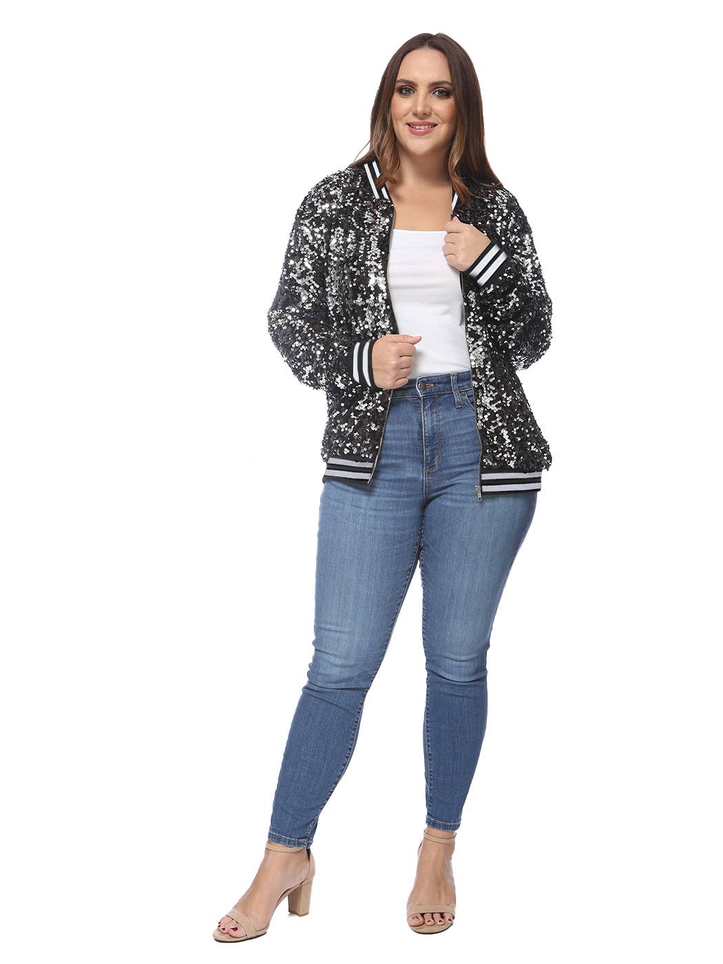Anna Kaci Wholesale - Wholesale Bomber Jacket - Women's - Plus Size Sequin Bomber Jacket72