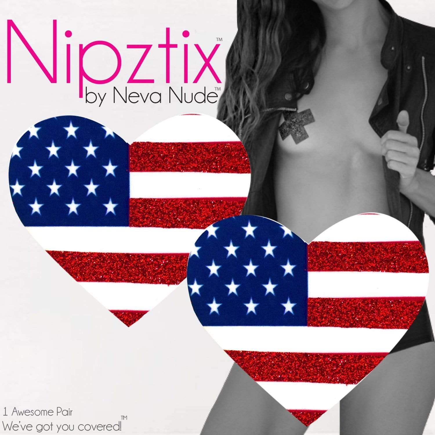MULTI American Flag I Heart U Nipple Cover Pasties for wholesale on Faire2