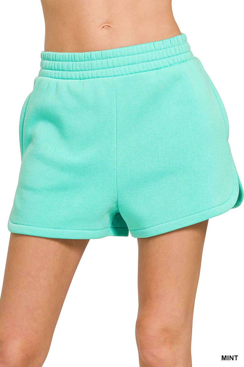 42POPS - Wholesale Shorts - Women's - ',..Fleece Elastic Waistband Dolphin Shorts w/ Pockets8