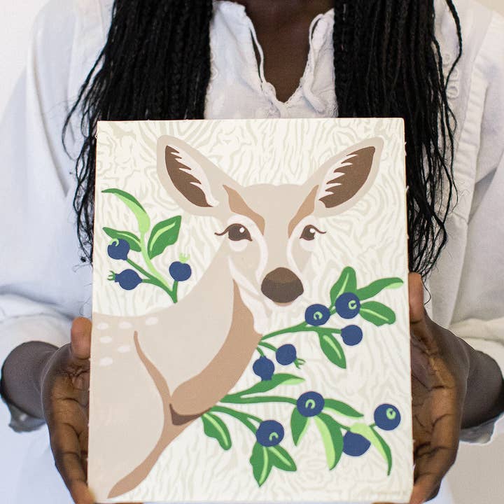 Elle Crée (She Creates) - Wholesale DIY Craft Kit - Deer with Huckleberries Paint-by-Number Kit2