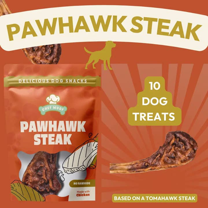 PAWHAWK STEAK (10x48g) Natural Dog Treats Wholesale for wholesale by Chef Woof
