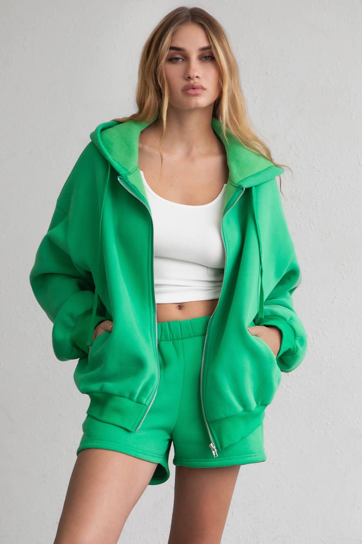 TICTOC - Wholesale Hoodie - Women's - UNIVERSITY Plush Fleece Loose Fit Zip Up Hoodie With Pockets12
