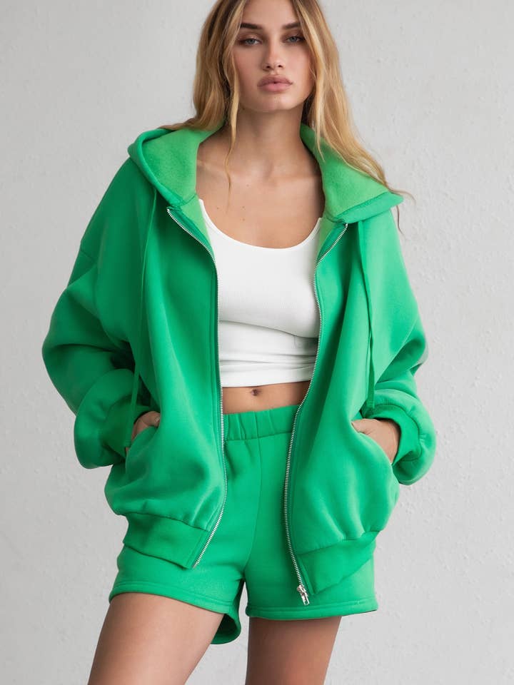 TICTOC - Wholesale Hoodie – Women's - UNIVERSITY Plush Fleece Loose Fit Zip Up Hoodie With Pockets12