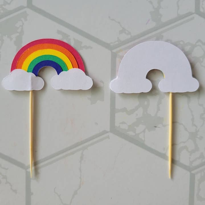 Henli & Co. - Wholesale Cake/Cupcake Topper - Primary Rainbow Cupcake Toppers ( 6 Count )