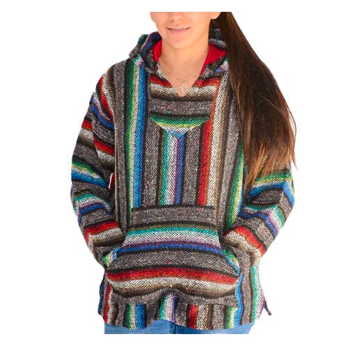 Sanyork Fair Trade - Wholesale Hoodie - Women's - Baja Shirt Hoodie Drug Rug Recycled Fibers Striped XXXL