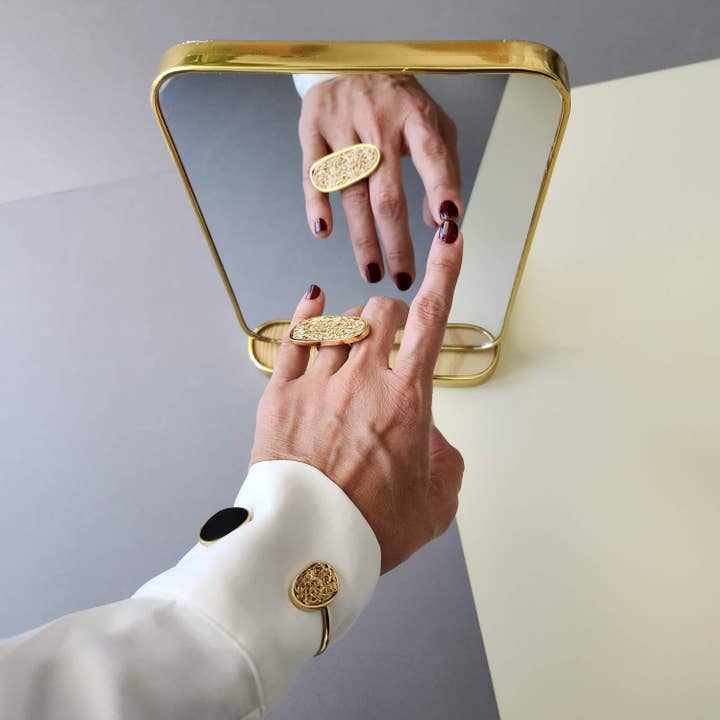 Daniela Millan jewelry – wholesale Cocktail/Statement Ring – Element guld/elfenben justerbar ring