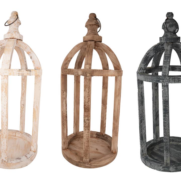 My Amigos Imports - Wholesale Lantern - Richmond Round Farmhouse Wood Lantern-12x28 inches-3 Colors