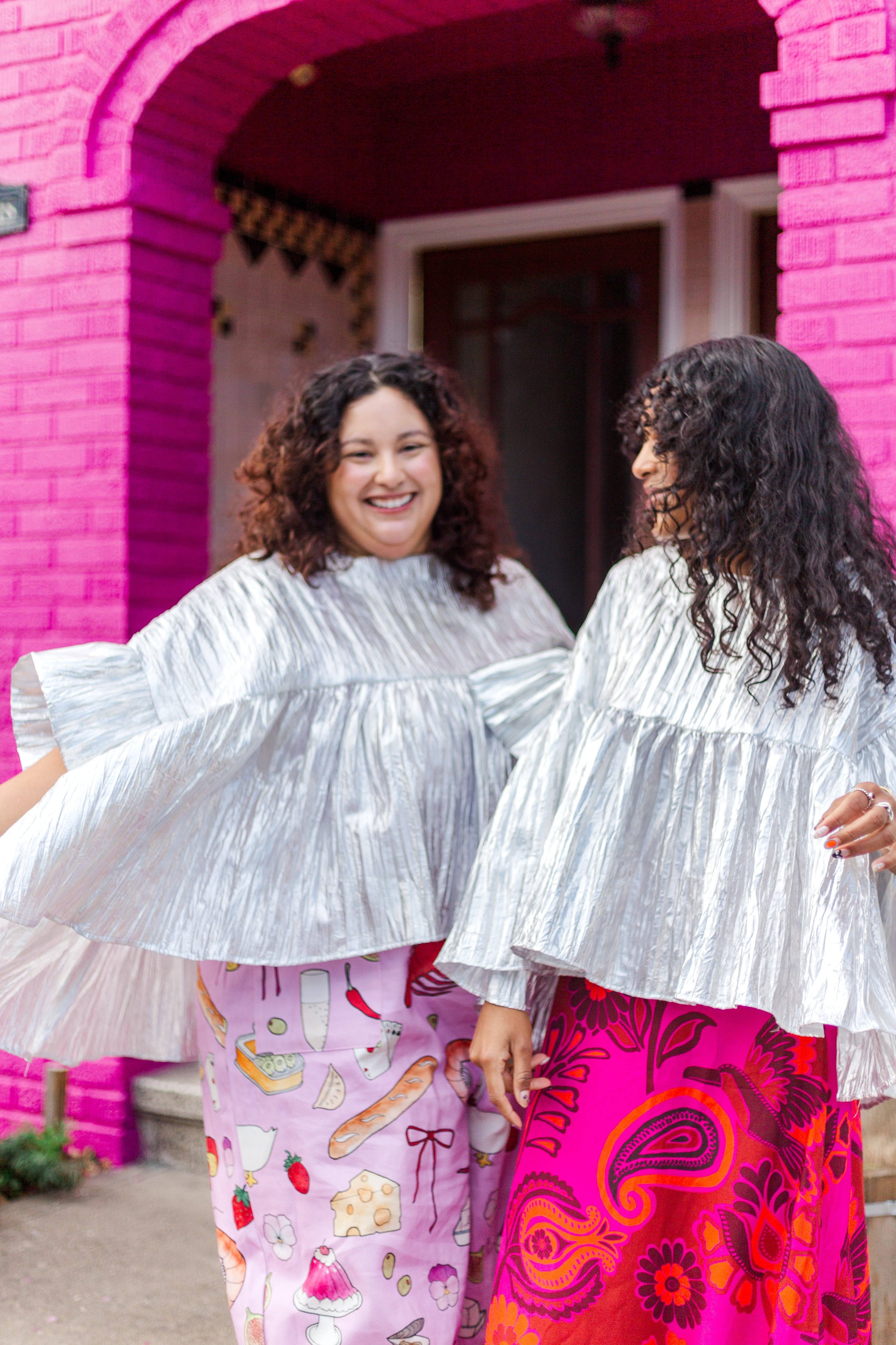 Nettle Studios - Wholesale Blouse - Women's - Size-Inclusive Plus Size Womens Silver Metallic Gathered Top31