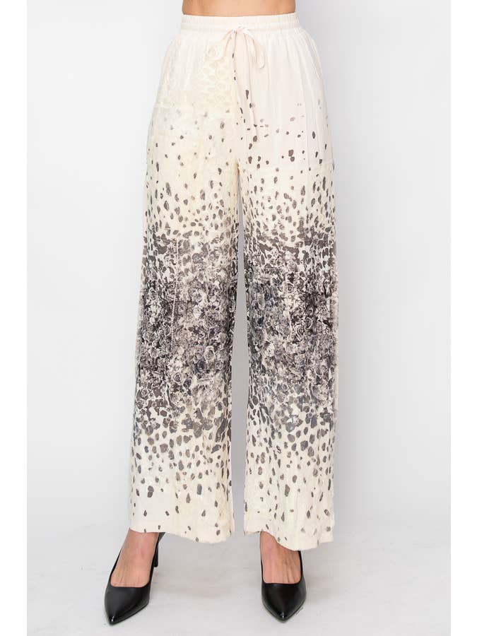 LEO ROSE Relaxed Lace Patchwork Pants With Elastic Drawstring - 4703 BG/LEOROSE for wholesale on Faire0