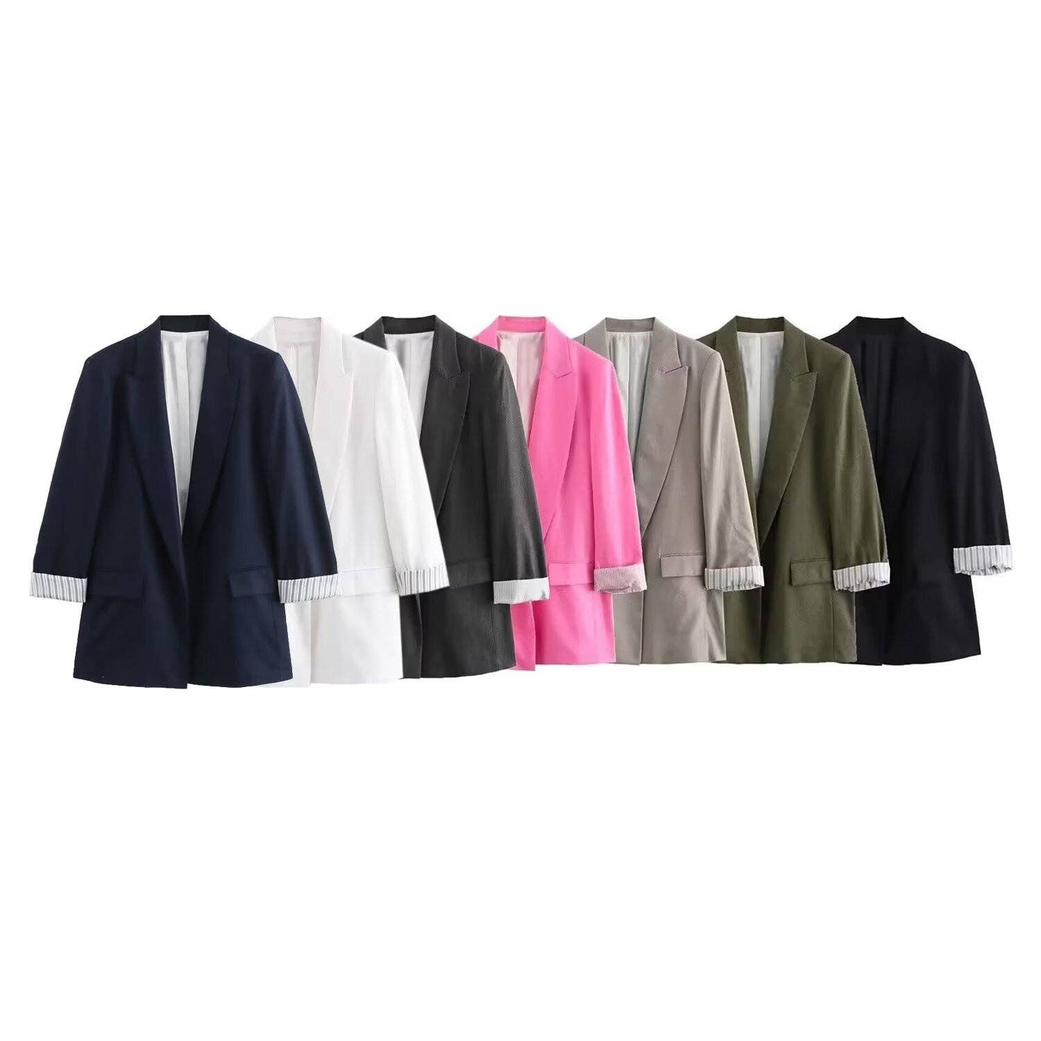 alberalkirk - Vente Blazer – femme - Blazer à manches retroussées en mélange de lin pour femme N5A41310