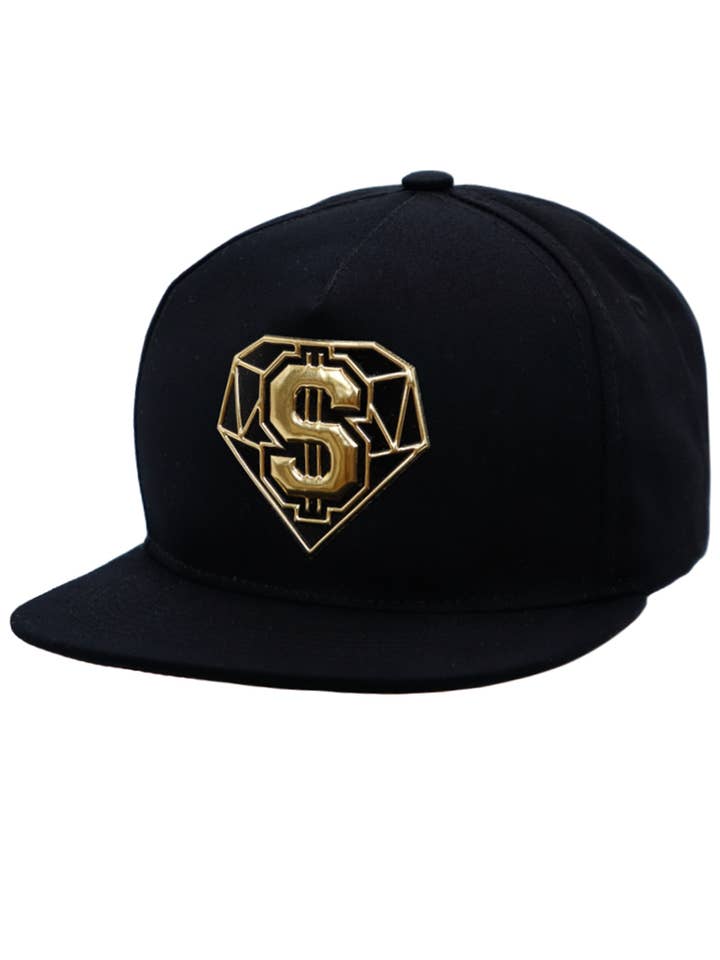 Diamond Dollar Sign Embossed Six Panel Cotton Snapback for wholesale by Cap Zone