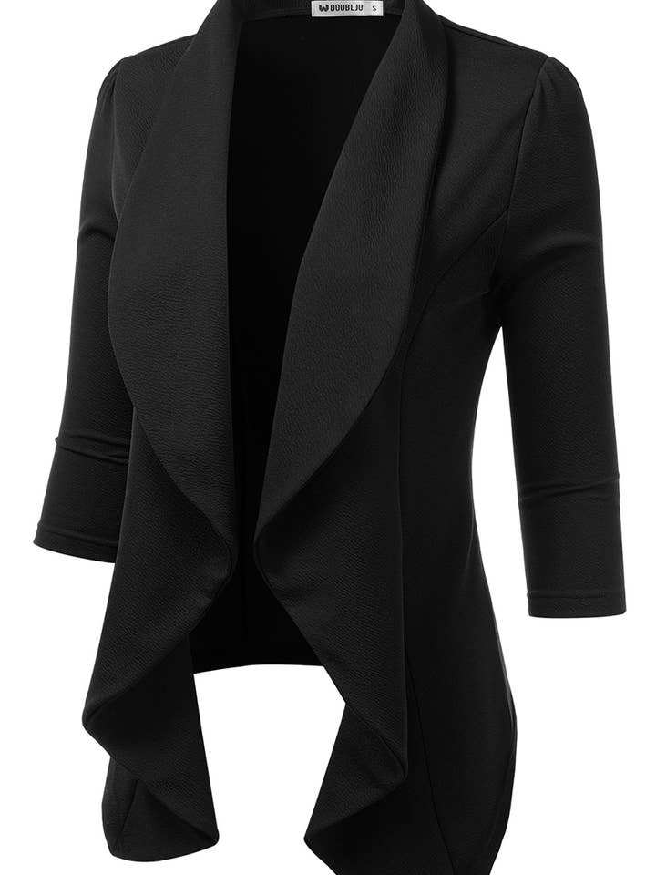 NINEXIS - Wholesale Blazer - Women's - CWOBL089_Casual Work 3/4 Sleeve Open Front Blazer