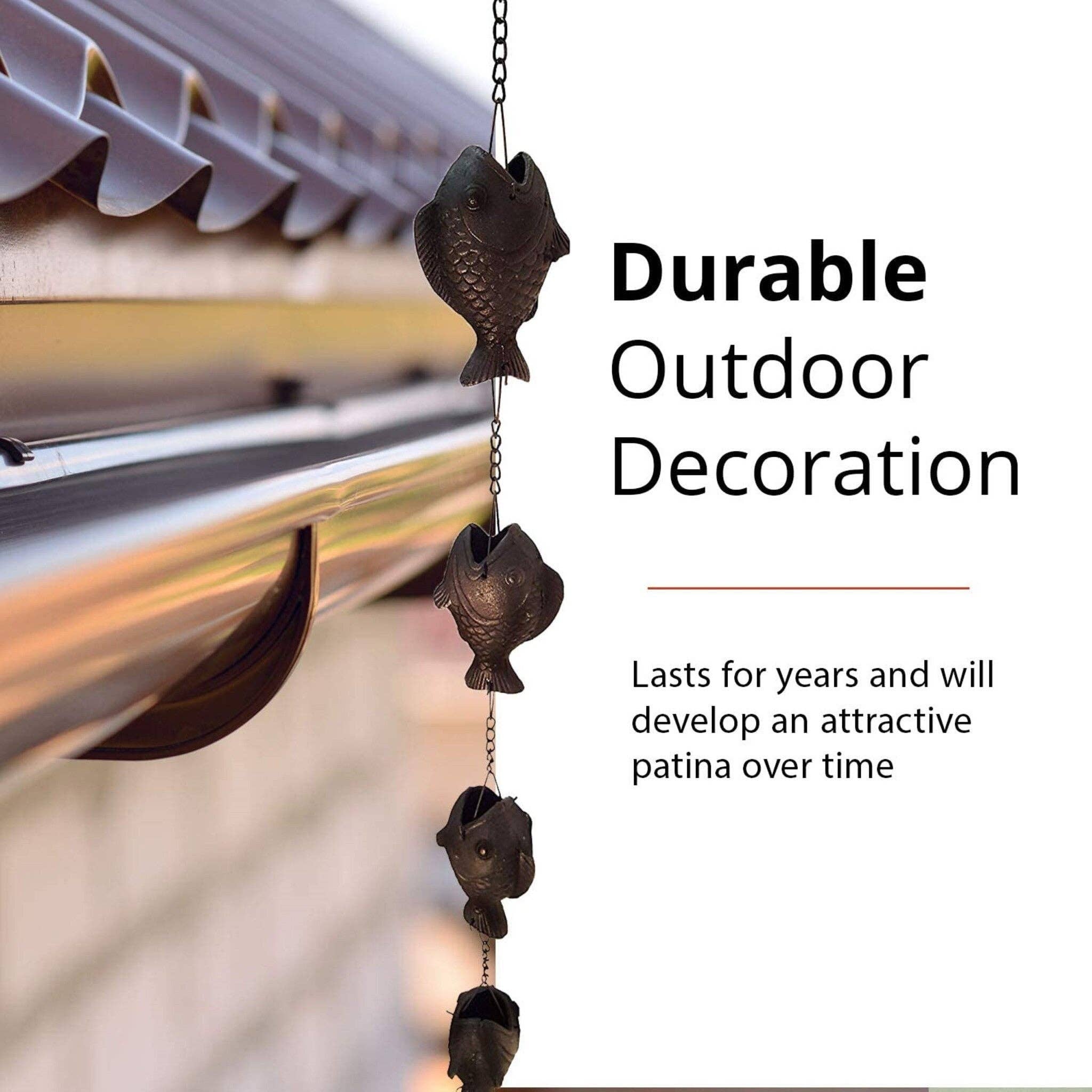 NACH - Vente Outil de jardinage - Chaîne de pluie en fonte avec poisson5