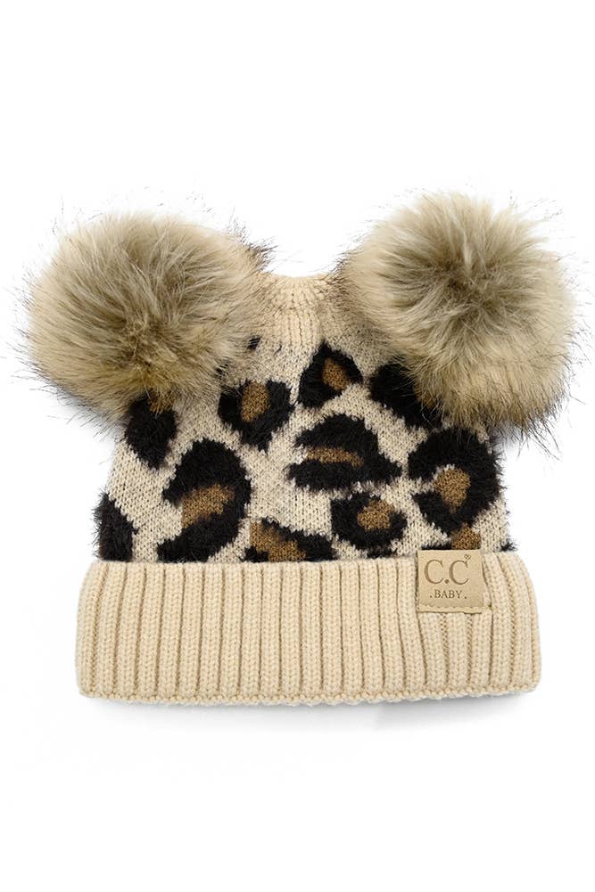 Hana – wholesale Beanie – Kids – C.C Baby Leopard Double Pom Beanie Hat4