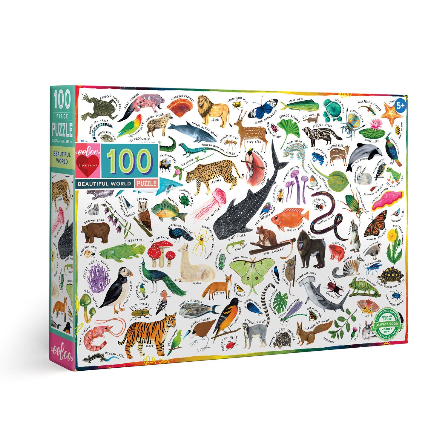 Just Imagine Toys - Vente Puzzle – enfant - EeBoo Beautiful World - Puzzle de 100 pièces0
