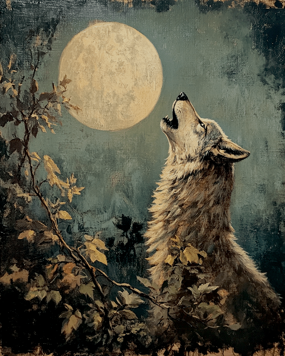 Mowbi - Wholesale Art Print - Vintage Howling Wolf - Animal Still Life Wall Art Prints – 8″x10″ Artwork for 11″x14″ Frame0