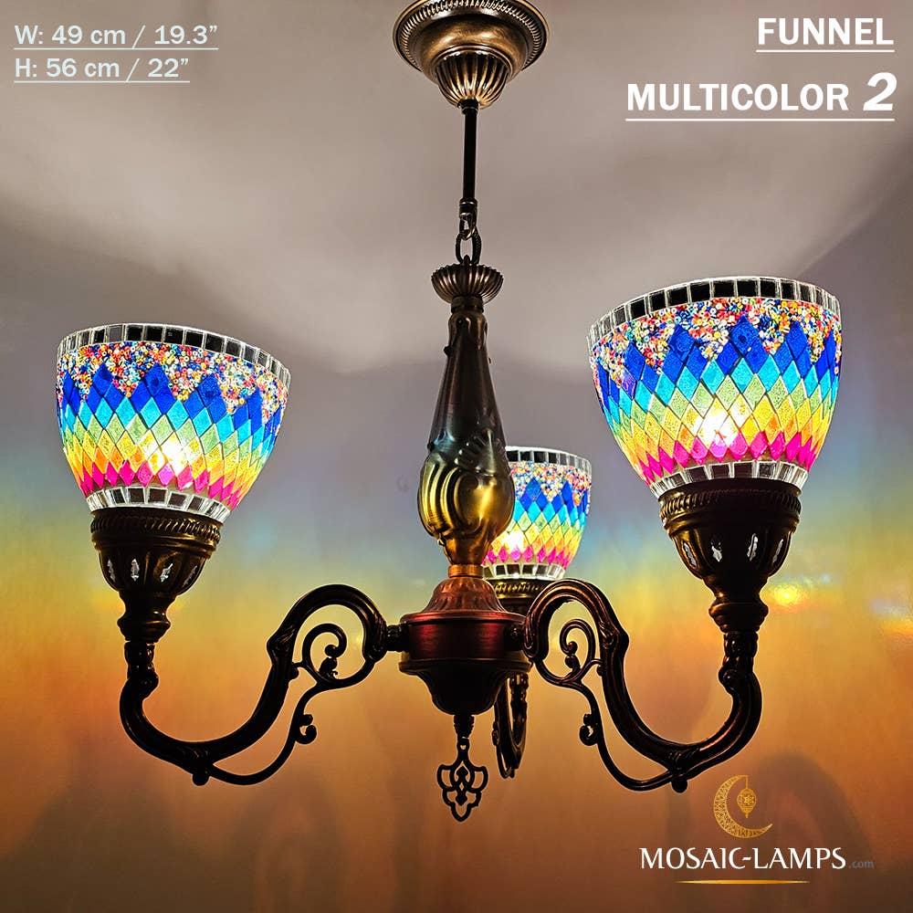 Mosaic Lamps – Candeeiro/lâmpada suspensa por atacado – Mosaico 3 Globo Feito à Mão Turco Marroquino Árabe Oriental Boh30