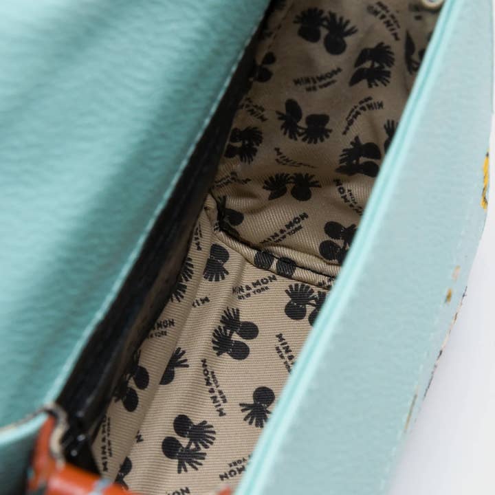 Min & Mon - Wholesale Crossbody Bag - Women's - Anastasio Micro Crossbody Handbag Eggshell Blue Leather - Retro Tiger Embroidery5