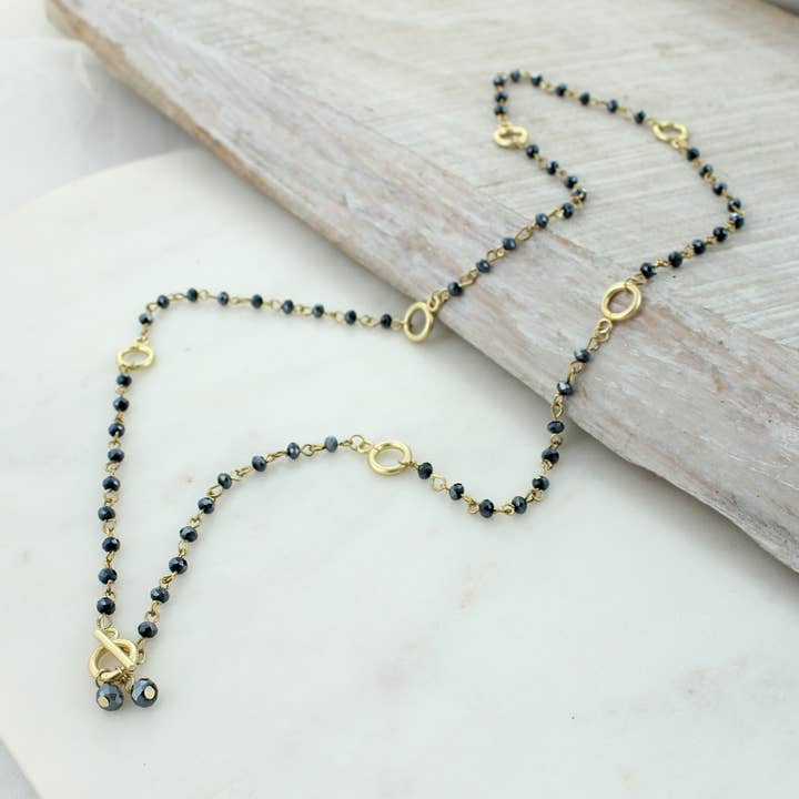 Navy & Gold Gameday Beaded Necklace/Bracelet for wholesale by Seasons Jewelry