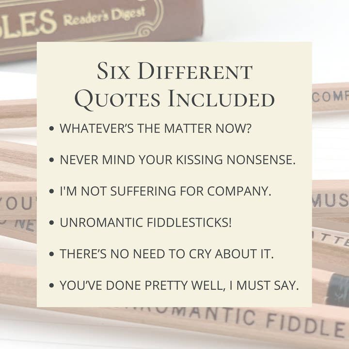 Lit & Whimsy - Wholesale Pencil - Marilla Cuthbert Anne of Green Gables Book Quote Pencils1