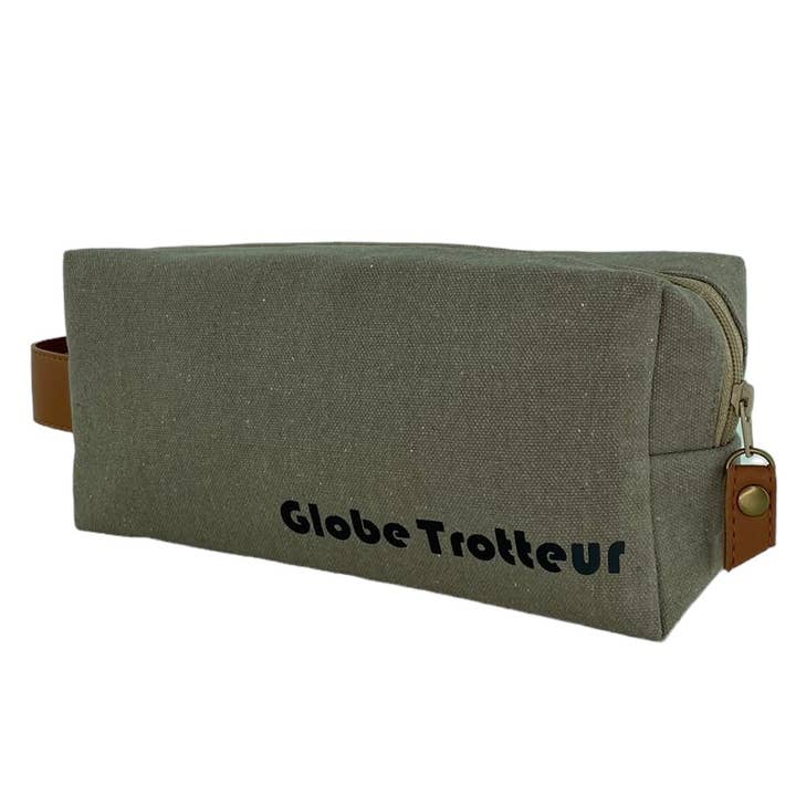 Emmanuel Création - Wholesale Toiletry Bag - Men's - Nomad case S, “Globe trotter” Vercors khaki1