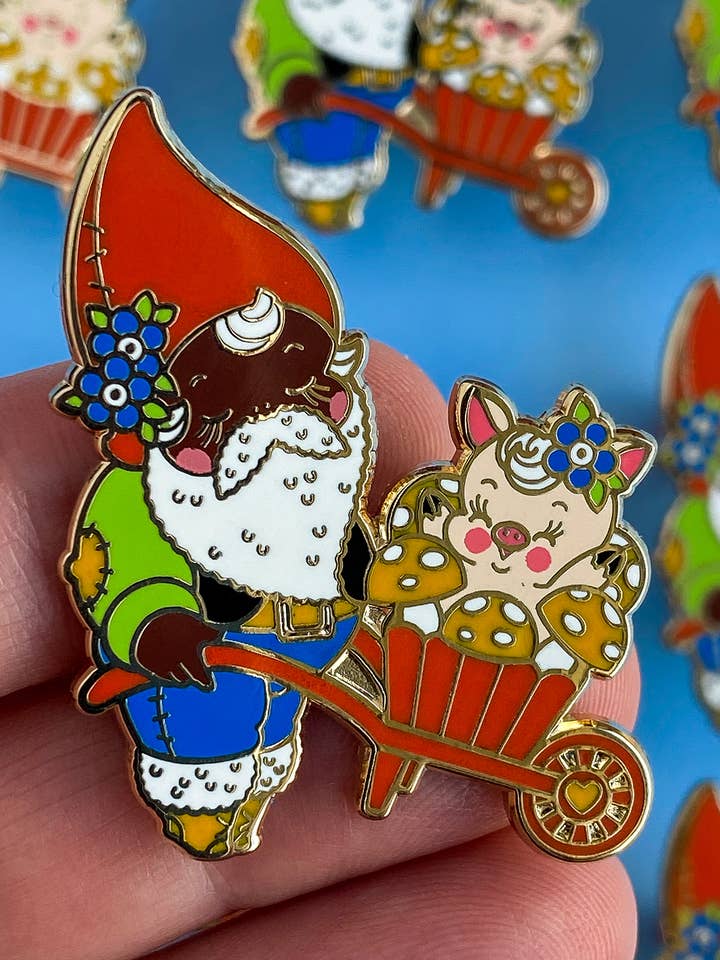 August the Lucky Garden Gnome Pin for wholesale by Stacey Martin Tattoos
