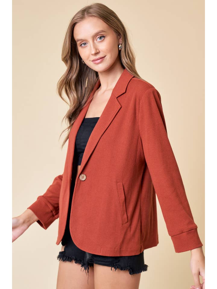Doe and Rae - Wholesale Blazer - Women's - Placket Sleeve Knit Blazer - 10325J5
