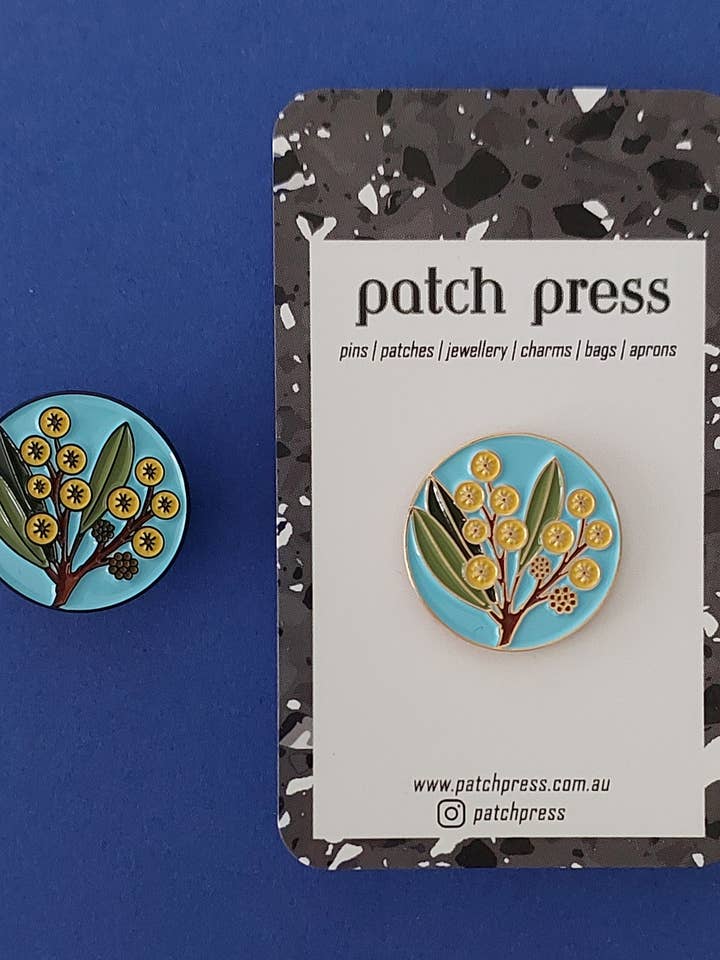 Wattle Acacia Enamel Pin for wholesale by Patch Press