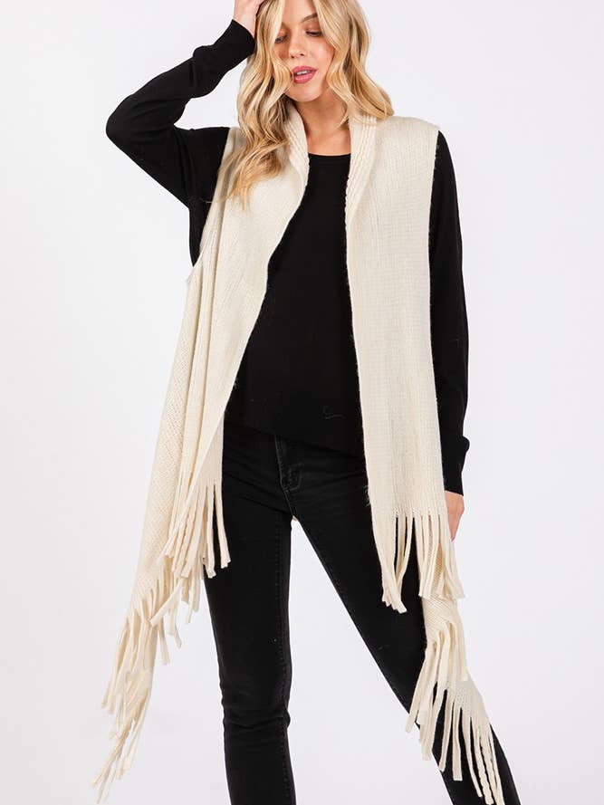 Hana - Vente Veste sans manches – femme - Gilet d'hiver en tricot à pompons à pois gaufrés10