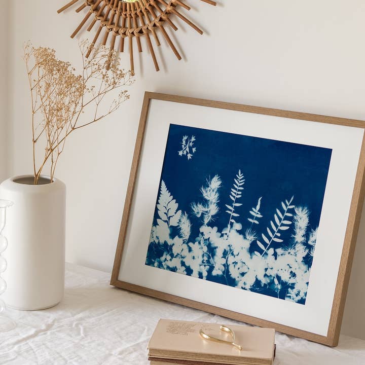 11"x14" Unframed "Fields of Flowers" Blue Floral Art Print for wholesale by Far Mountain Studio