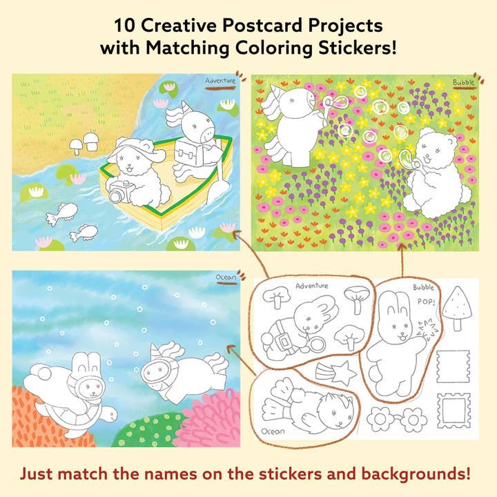 together art - Wholesale Art set – Child & baby - To My Friends Postcard Art Box with Coloring Stickers2