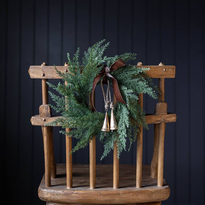 Cypress Leaf Full Real Touch Wreath - 14" for wholesale by Luxe B Co