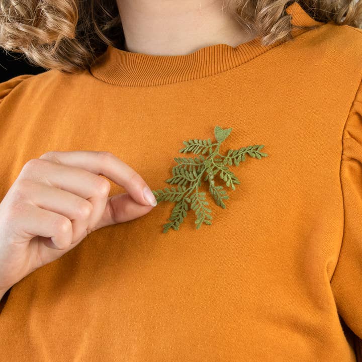 Olive branch embroidered brooch for wholesale by Botanopia - gifts , decor and cards for plant lovers
