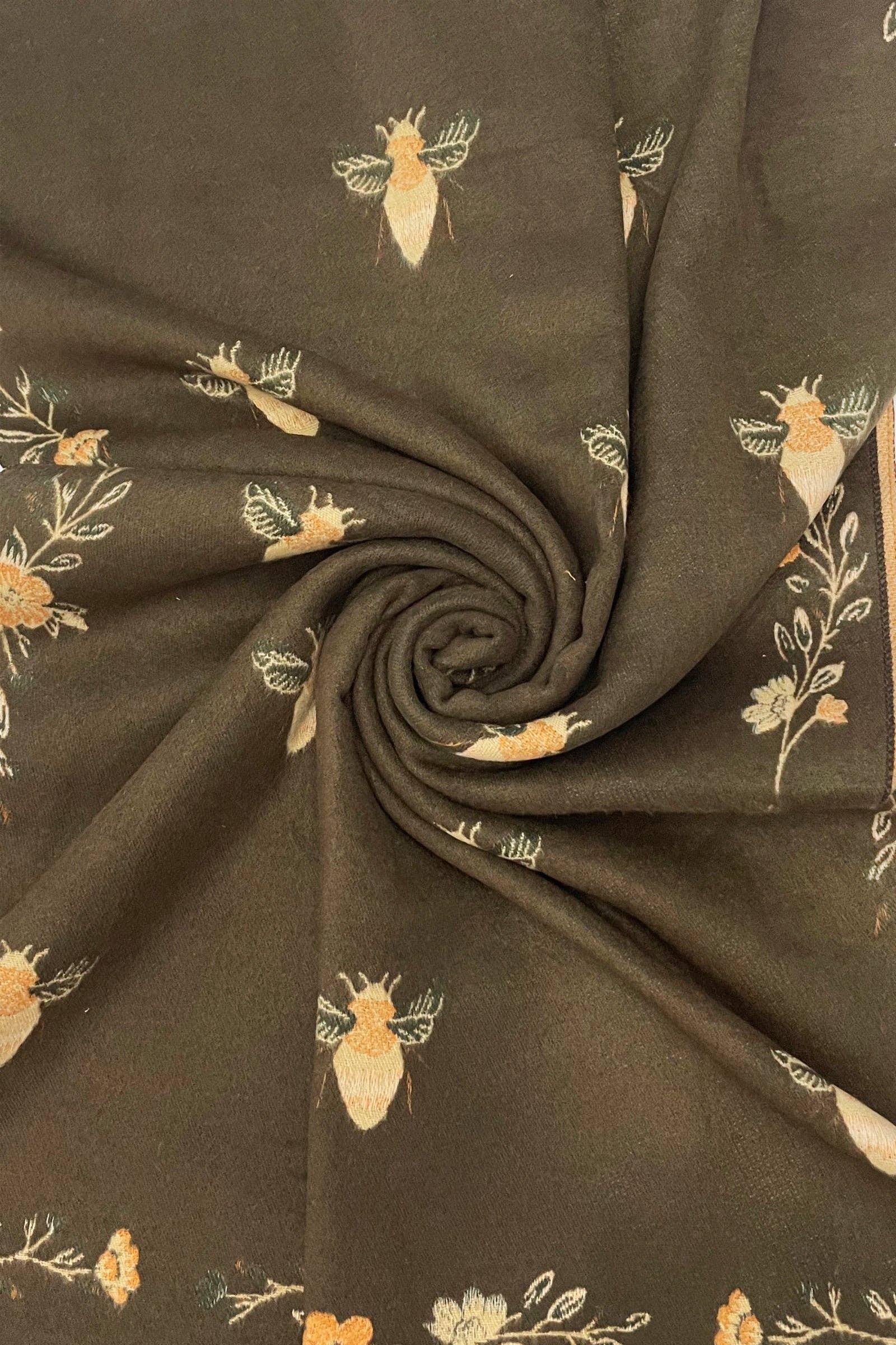 Fashion Scarf World - Wholesale Scarf - Women's - Bee & Floral Soft Woven Frayed Scarf5